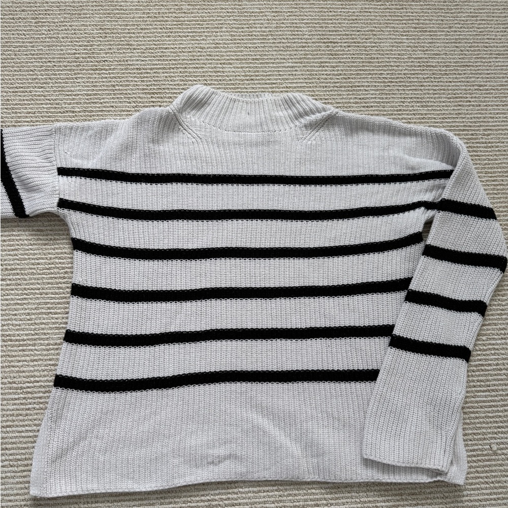 Banana Republic White and Black Striped Sweater
